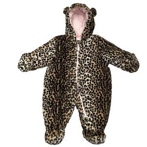 Carters Baby Snowsuit 6-9 Months Cheetah Animal Fleece Outdoors Hooded